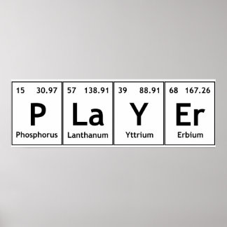 PLaYEr Periodic Table Elements Words Chemistry Poster