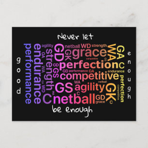 Player-Positionen Inspiration Netball Zitat Postkarte
