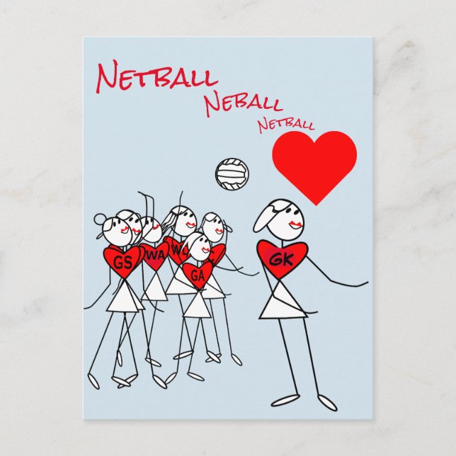 Player Positionierung Liebe Netball GK Clipart Pos Postkarte (Vorderseite)