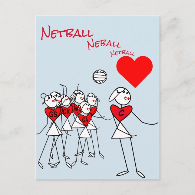 Player Positions Liebe Netball Center Clipart Postkarte (Vorderseite)