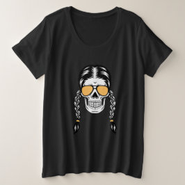 Playera de Halloween con Calavera y Trenzas Große Größe T-Shirt