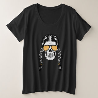 Playera de Halloween con Calavera y Trenzas Große Größe T-Shirt