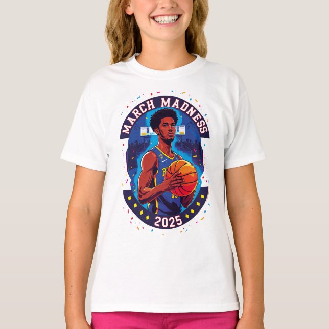 Playera de niñas Locura de Marzo Baloncesto T-Shirt (Vorderseite)