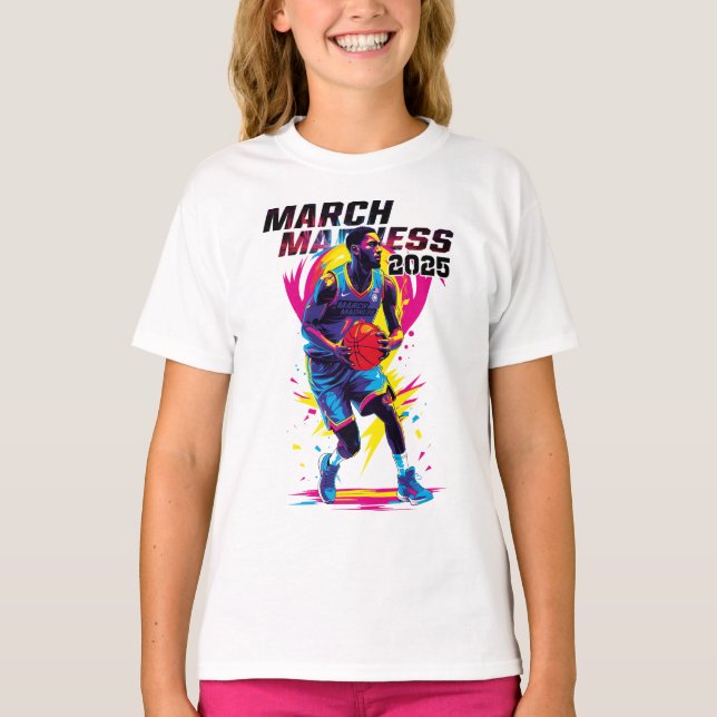 Playera de niñas Locura de Marzo Baloncesto T-Shirt (Vorderseite)