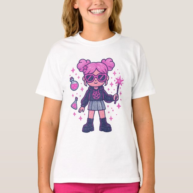 Playera Kawaii Pink Witchy – Cute Magical T-shirt (Vorderseite)