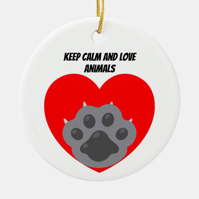 Playera keep calm and love animals phrase keramik ornament (Vorne)