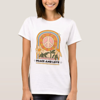 Playera mujer. Ilustración retro hippie. T-Shirt