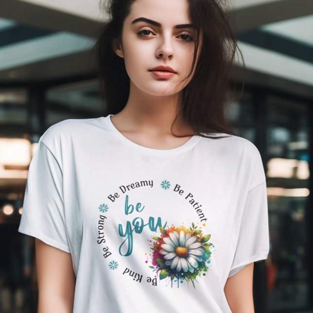 Playera Watercolor Flower Design and Motivacional T-Shirt (Von Creator hochgeladen)