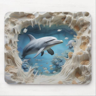 Playful 3D Dolphin Mousepad