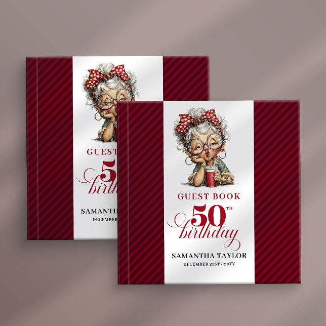 Playful 50th birthday woman guest book keepsake gästebuch (Playful 50th birthday woman guest book keepsake)