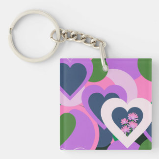 Playful Abstract Heart Acrylic Keychain Schlüsselanhänger