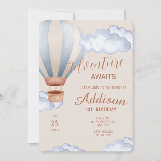 Playful Adventure 1. Geburtstag Party Einladung (Vorderseite)