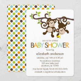 Playful Affen Twins Baby Dusche Einladung
