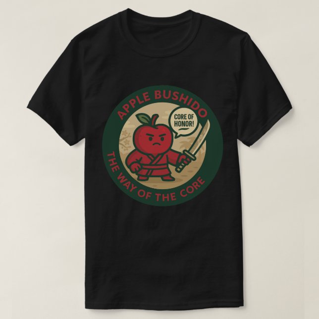 Playful Apple Samurai Discipline  T-Shirt (Design vorne)
