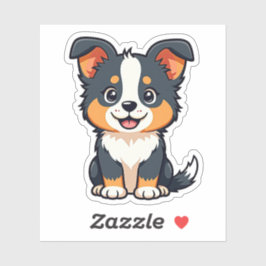 Playful Aussie Shepherd Puppy - Chibi Style Aufkleber