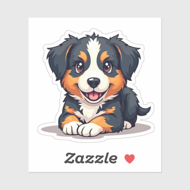 Playful Australian Shepherd Pup, 3D Charm, Small Aufkleber (Blatt)