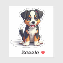 Playful Australian Shepherd Pup, 3D Niedlich Charm Aufkleber