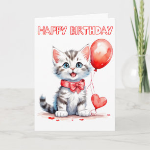 Playful Baby Kitten Happy Birthday Karte