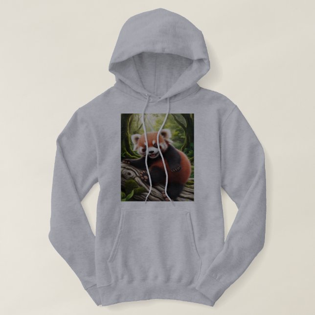 Playful Baby Red Panda Forest Design Hoodie (Design vorne)