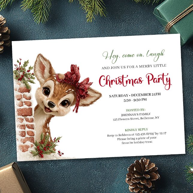 Playful baby reindeer editable Christmas invite Einladung (Playful baby reindeer editable Christmas invite)