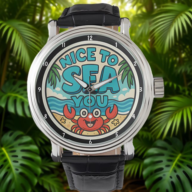 Playful Beach-Themed Vibrant Colors Sea Motif Armbanduhr (Von Creator hochgeladen)