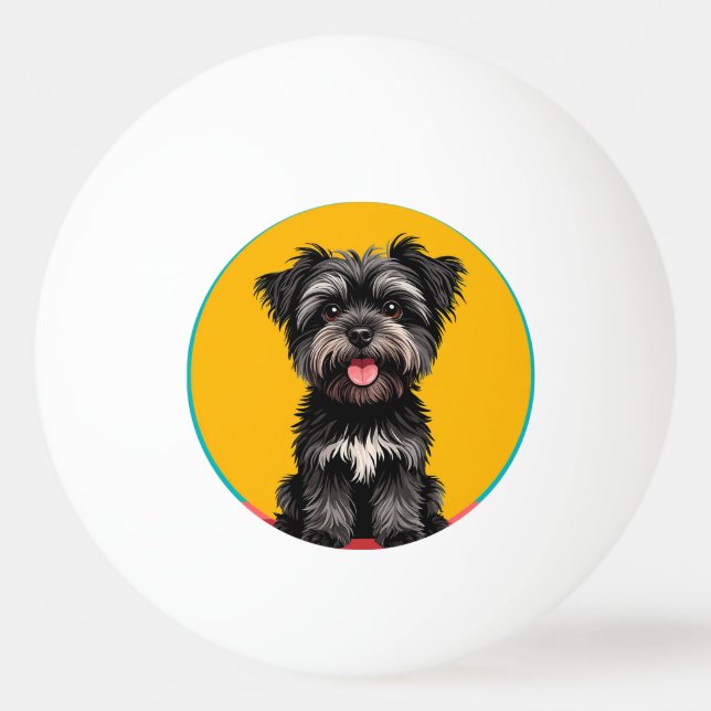 Playful Black And Gray Terrier Puppy Portrait Tischtennisball (Vorderseite)
