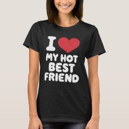 Playful Black and Red Heart Best Friend Text T-Shirt