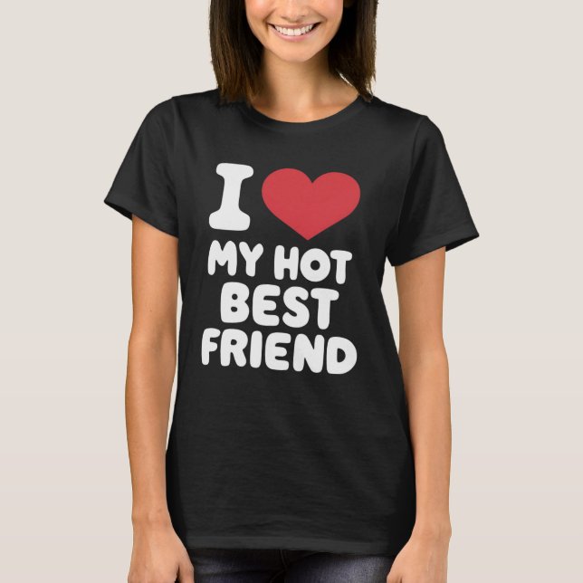 Playful Black and Red Heart Best Friend Text T-Shirt (Vorderseite)