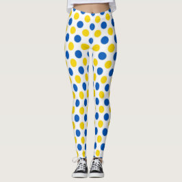 Playful Blue and Yellow Polka Dot Leggings