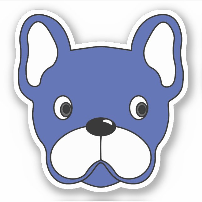 Playful Blue Bulldog 3"x3" Vinyl Sticker (Vorderseite)