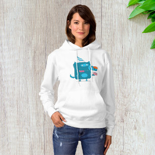 Playful Blue Cartoon Monster mit Party Hat Hoodie