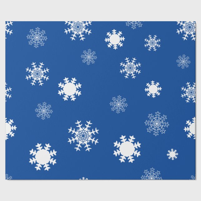 Playful Blue Monochromatische Schneeflocken Geschenkpapier (Saum)