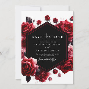 Playful Boho Crimson Red Wedding Save The Date