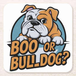 Playful Bulldog Illustration: Boo oder Bulldog? Po Rechteckiger Pappuntersetzer