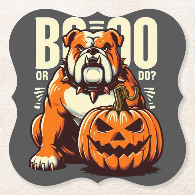Playful Bulldog Pop Art: Boo oder Bulldog? Untersetzer (Vorderseite)
