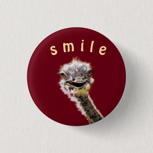 Playful Button Happy Ostrich - Lächeln (Vorderseite)