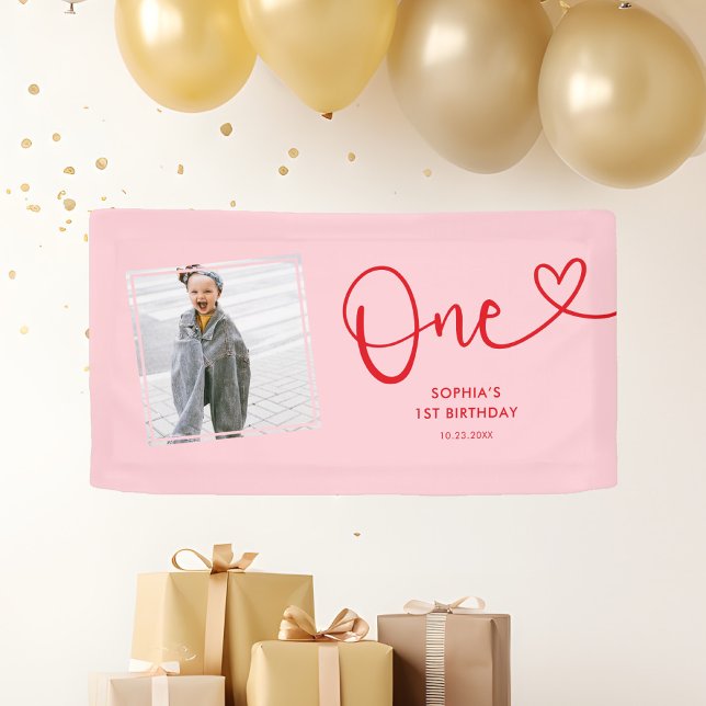 Playful Calligraphy Minimalist 1st Birthday Banner (Von Creator hochgeladen)