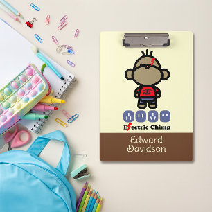 Playful Cartoon Electric Affe Individuelle Name Klemmbrett