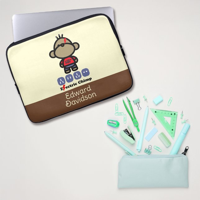Playful Cartoon Electric Affe Individuelle Name Laptopschutzhülle (Von Creator hochgeladen)