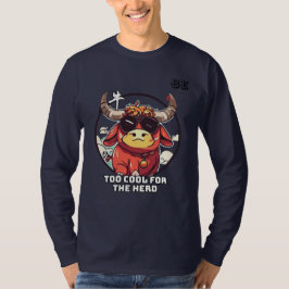 Playful Cartoon Ox Character T - Shirt