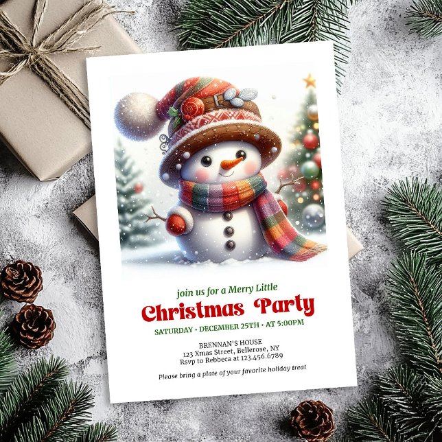 Playful cartoon snowman invite festive fun digital einladung (Playful cartoon snowman invite festive fun printable

)