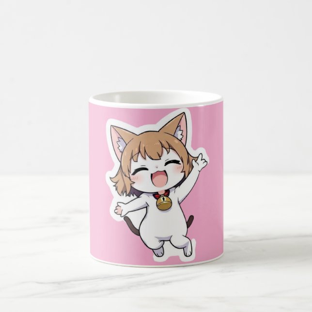 Playful Chibi Cat Girl Kaffeetasse (Mittel)