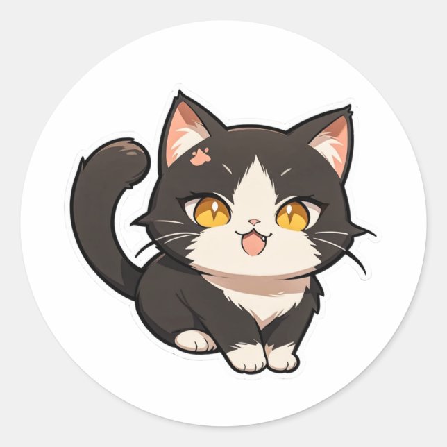 Playful Chibi Cat Sticker (Vorderseite)