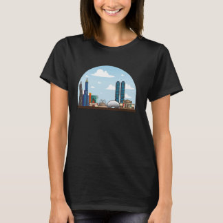 Playful Chicago Skyline Cartoon Design T-Shirt
