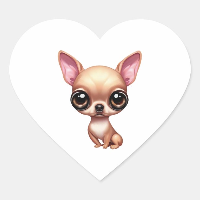 Playful Chihuahua Herz-Aufkleber (Vorderseite)