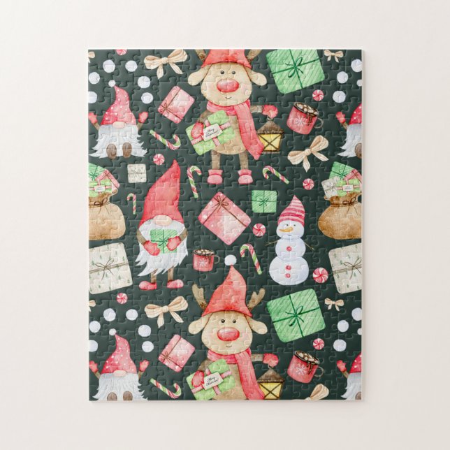 Playful Christmas Aesthetic Pattern - Fun Holiday  Puzzle (Vertikal)