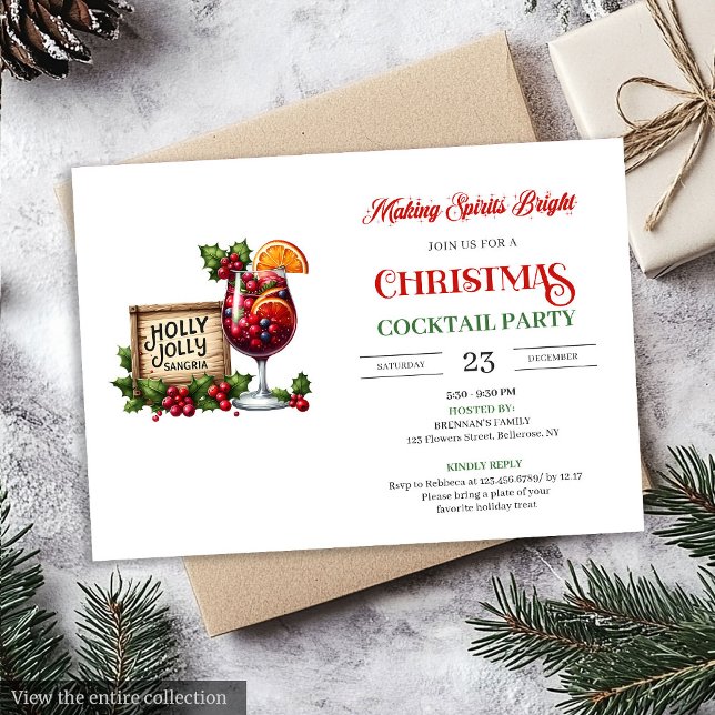 Playful Christmas Cocktails Printable Party Invite Einladung (Playful Christmas Cocktails Printable Party Invite)