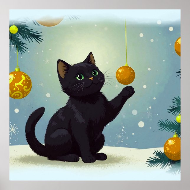 Playful Christmas Kitten Poster (Vorne)