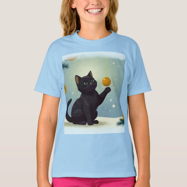 Playful Christmas Kitten T-Shirt (Vorderseite)
