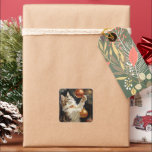 Playful Christmas Kitty Quadratischer Aufkleber<br><div class="desc">Spielerisches Weihnachtskätzchen,  verzaubert von den glänzenden Urlaubsornamenten.</div>